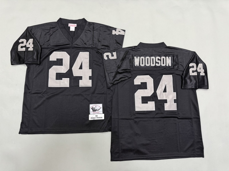 Men 2025 Nike Oakland Raiders #24 Woodson black Throwback Limited NFL Jersey style 001
